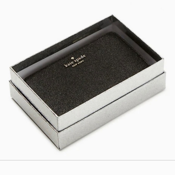 Kate Spade ♠️ Black Glimmer Glitter Medium Wallet - Picture 9 of 9